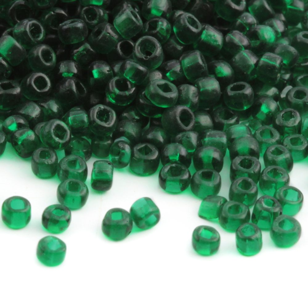 Lot Vintage Czech Emerald green rondelle glass seed beads