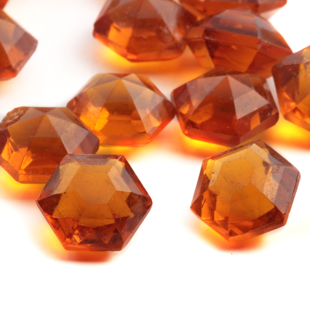 Large Czech antique vintage hexagon faceted amber topaz glass rhinestone 14mm (1 piece)