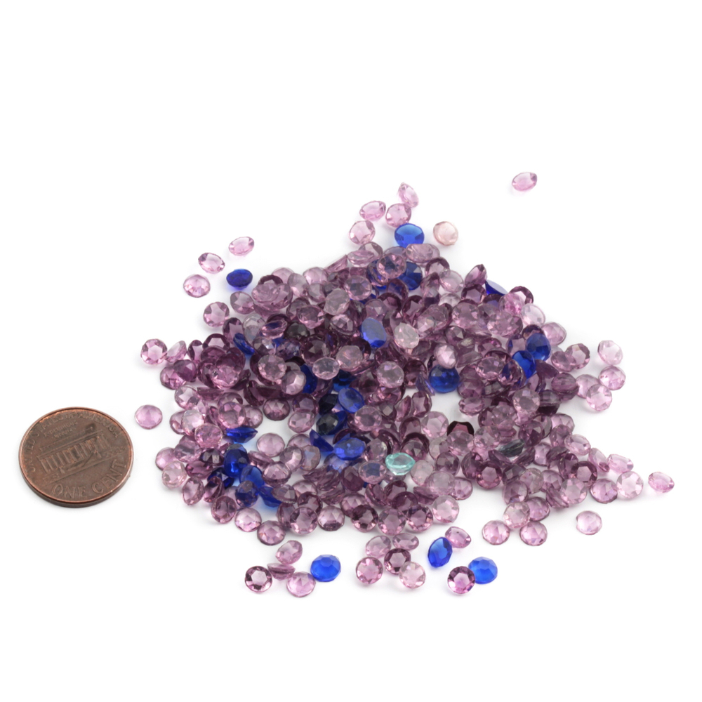 Lot (320) Czech vintage assorted blue purple round flatback glass rhinestones 4/5mm