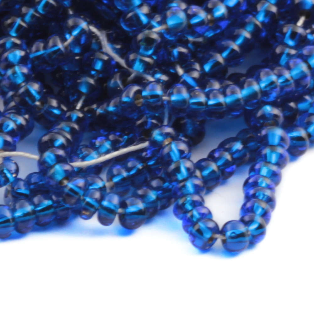 Lot (2000) Vintage Czech silver lined sapphire blue seed beads 18 beads per inch