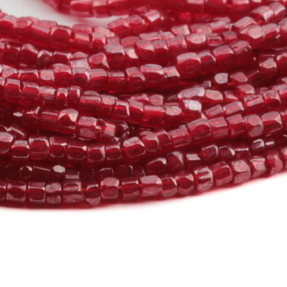 Hank (2200) Vintage Czech transparent red lustre faceted seed beads 16 beads per inch