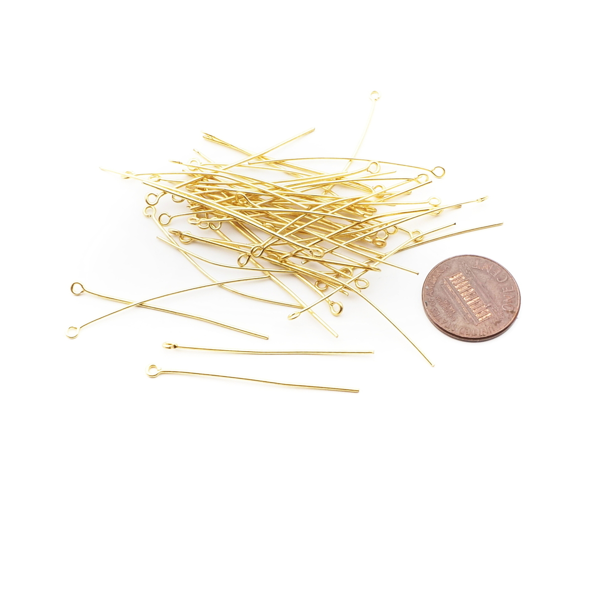 Lot (50) vintage gold tone chandelier loop head prism hangers jewelry connector pins 40mm