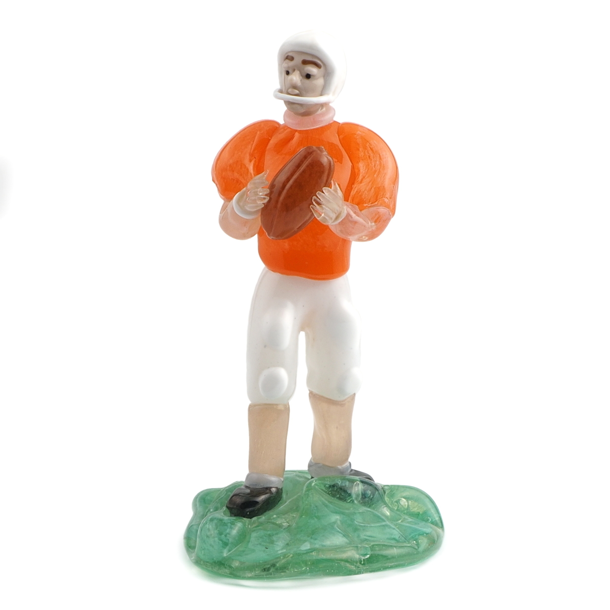 Rare Czech original vintage lampwork glass American football player figurine Zelezny Brod Sklo