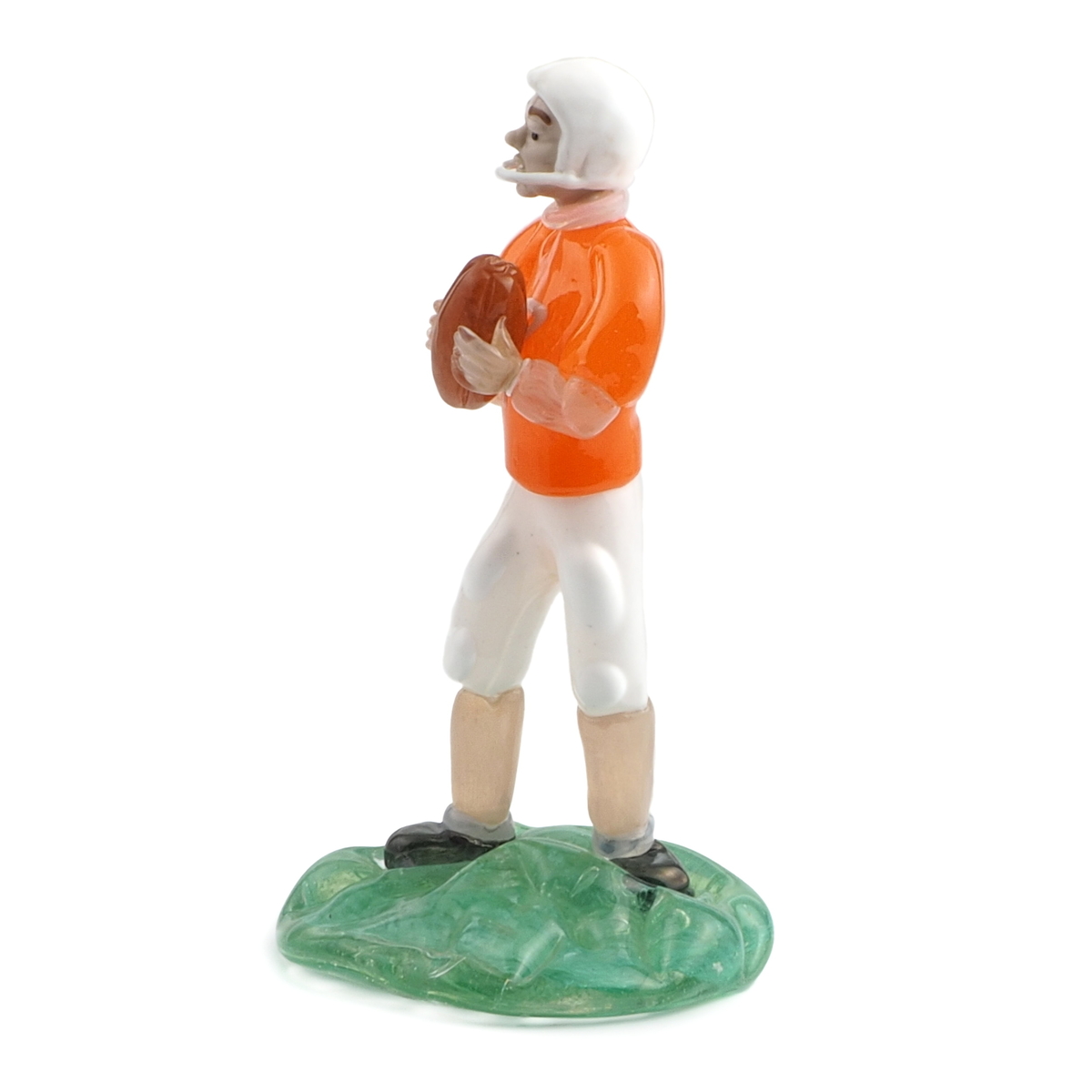 Rare Czech original vintage lampwork glass American football player figurine Zelezny Brod Sklo