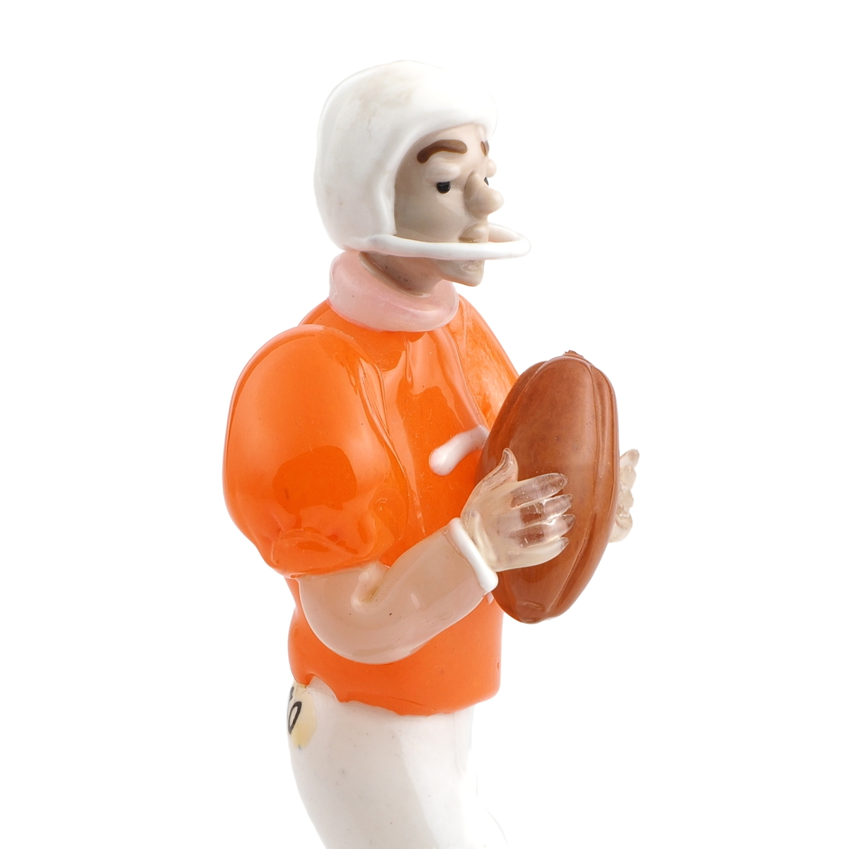 Rare Czech original vintage lampwork glass American football player figurine Zelezny Brod Sklo