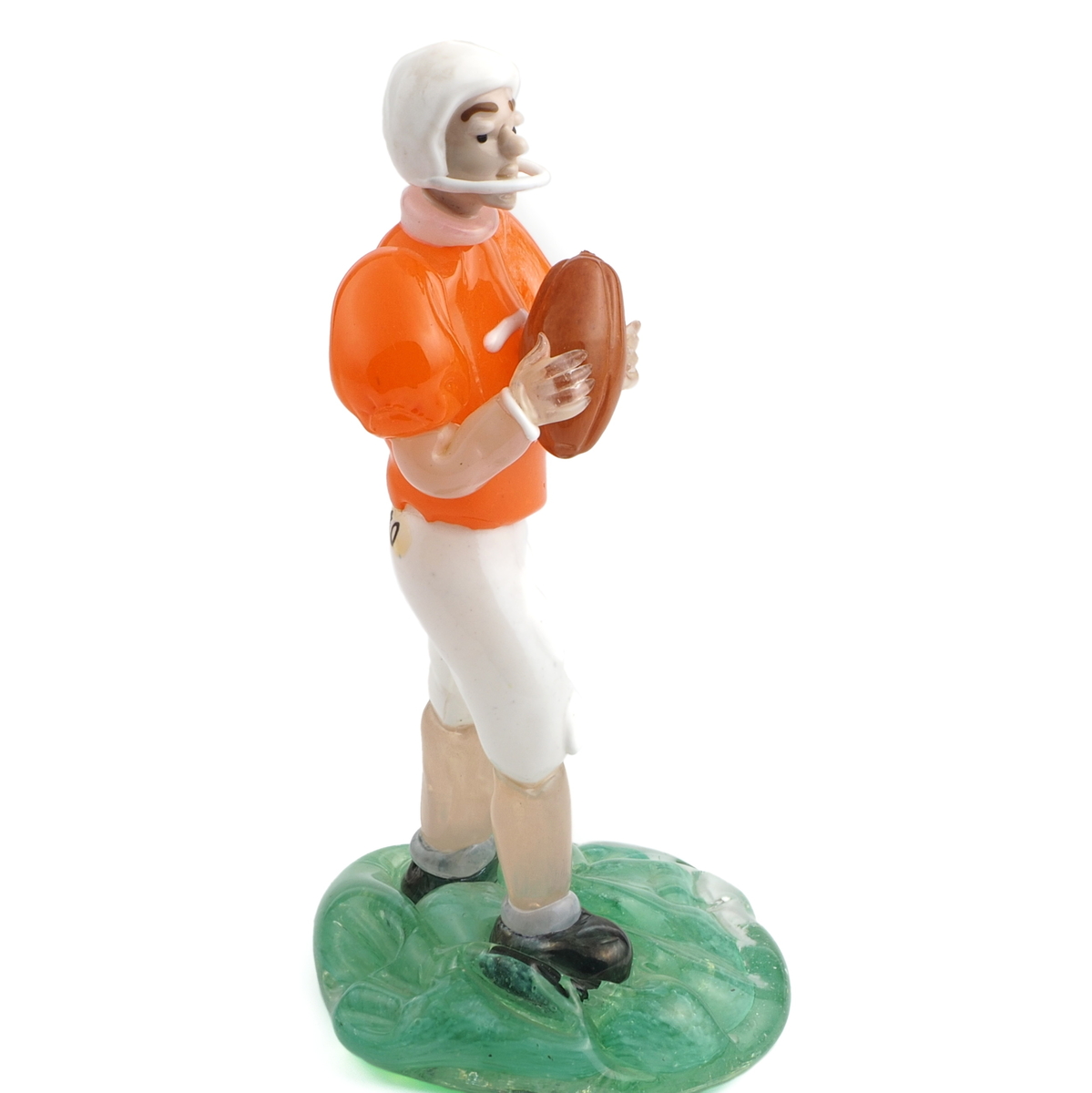 Rare Czech original vintage lampwork glass American football player figurine Zelezny Brod Sklo
