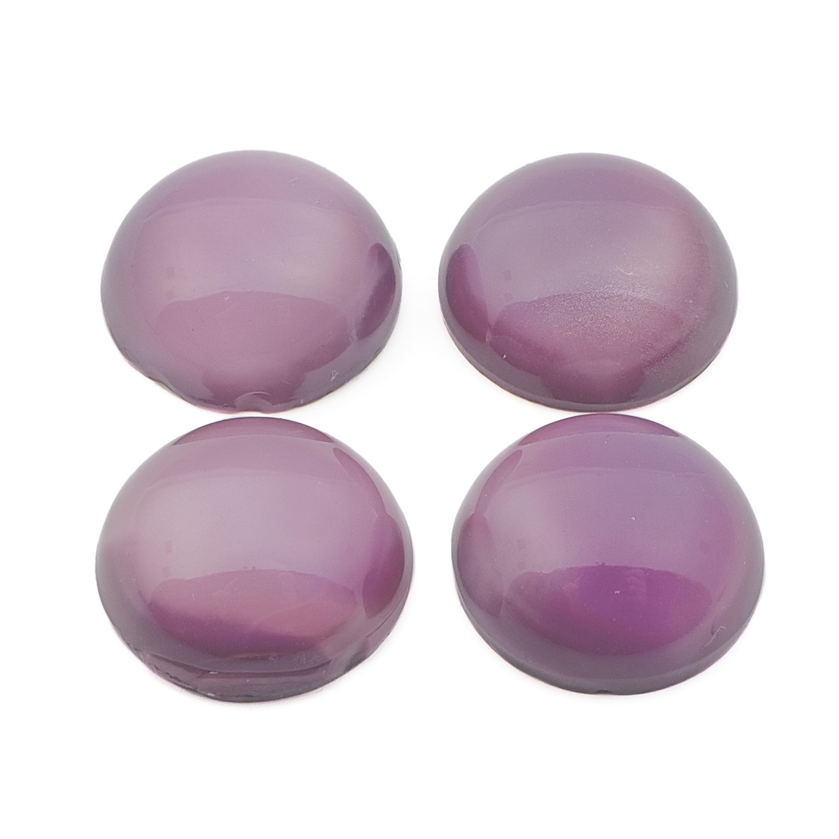 Lot (4) Vintage Czech purple moonglow glass cabochons 15mm