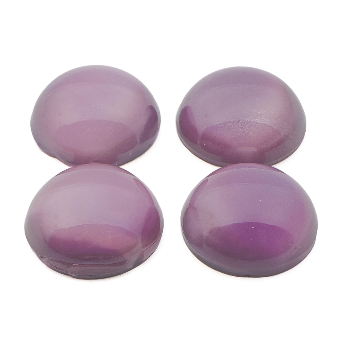 Lot (4) Vintage Czech purple moonglow glass cabochons 15mm