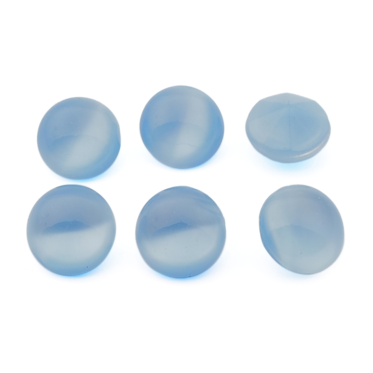 Lot (6) Vintage Czech blue moonglow domed glass rhinestones 10mm