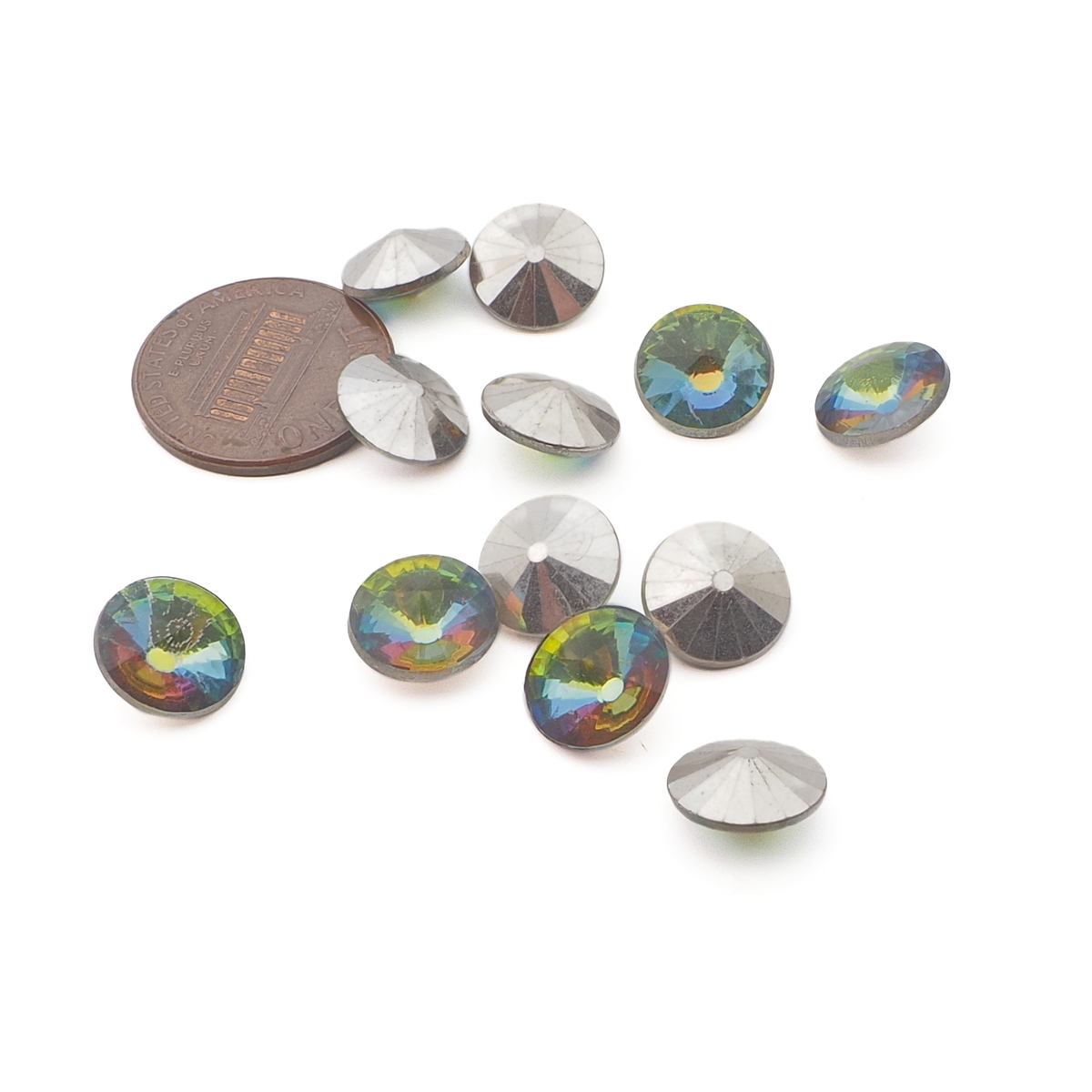 Lot (12) Preciosa rivoli vitrail rainbow glass rhinestones 10mm
