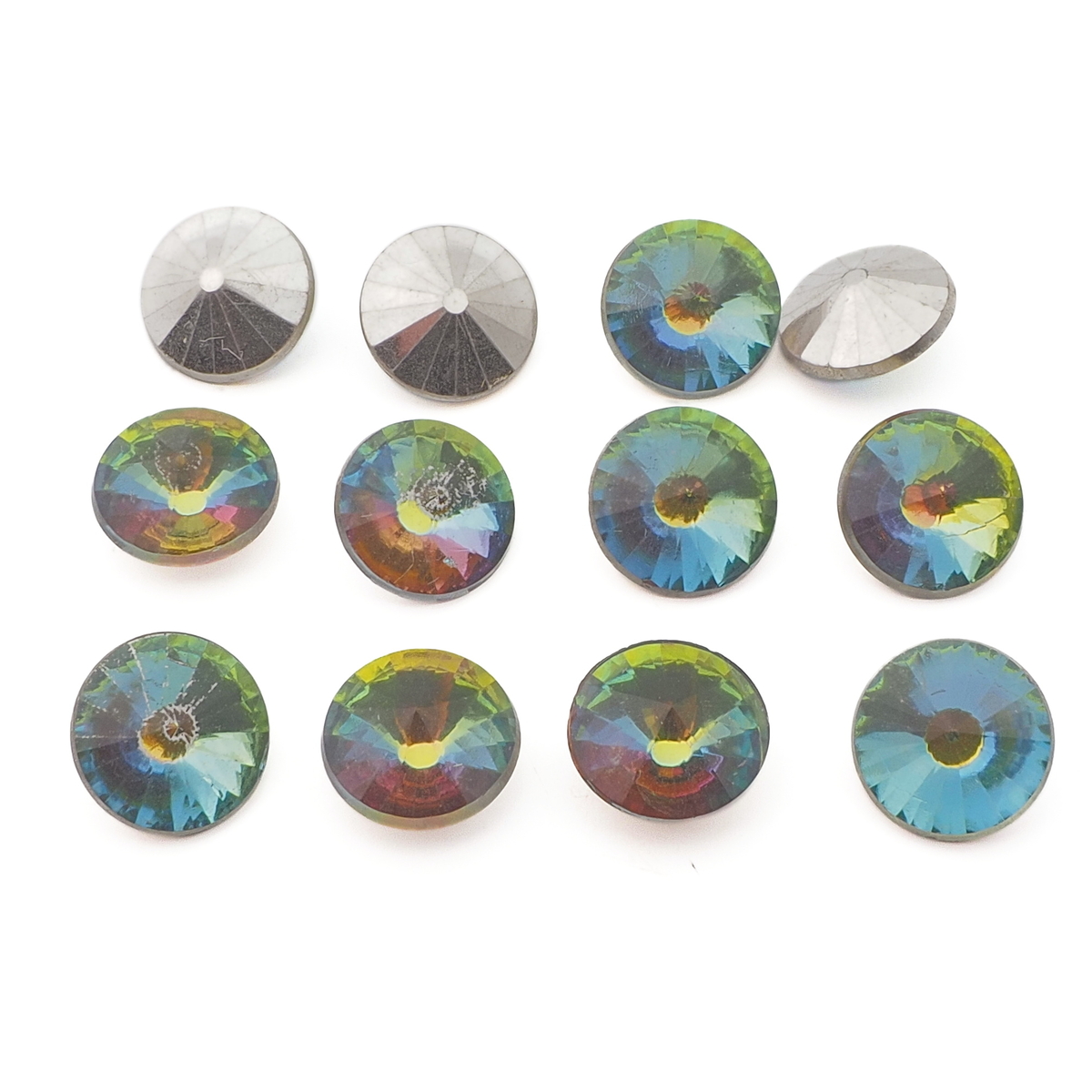 Lot (12) Preciosa rivoli vitrail rainbow glass rhinestones 10mm
