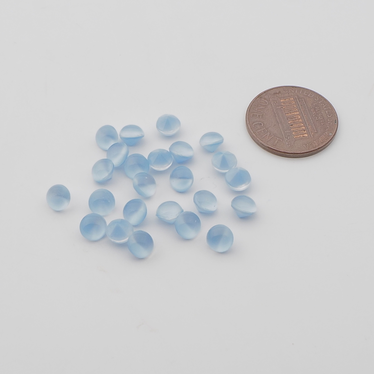 Lot (24) Vintage Czech blue moonglow domed glass rhinestones 5mm