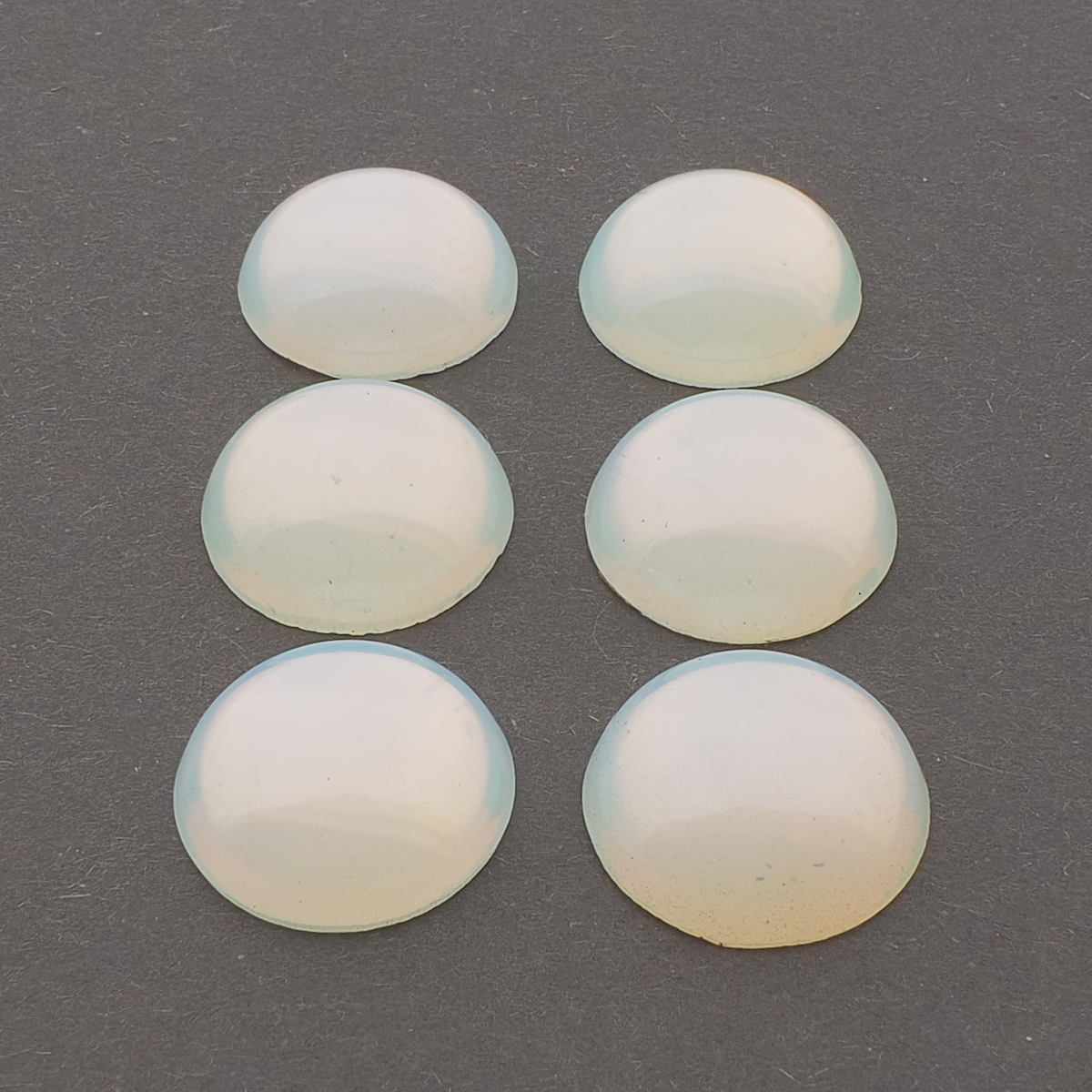 Lot (6) Vintage Czech opaline moonglow glass cabochons 16mm