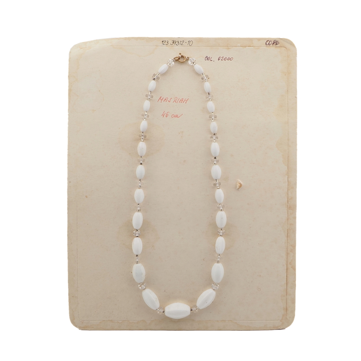 Czech vintage necklace white oval melon crystal rondelle glass beads