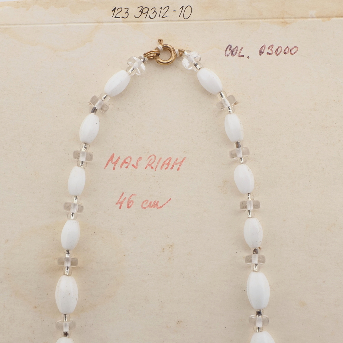 Czech vintage necklace white oval melon crystal rondelle glass beads