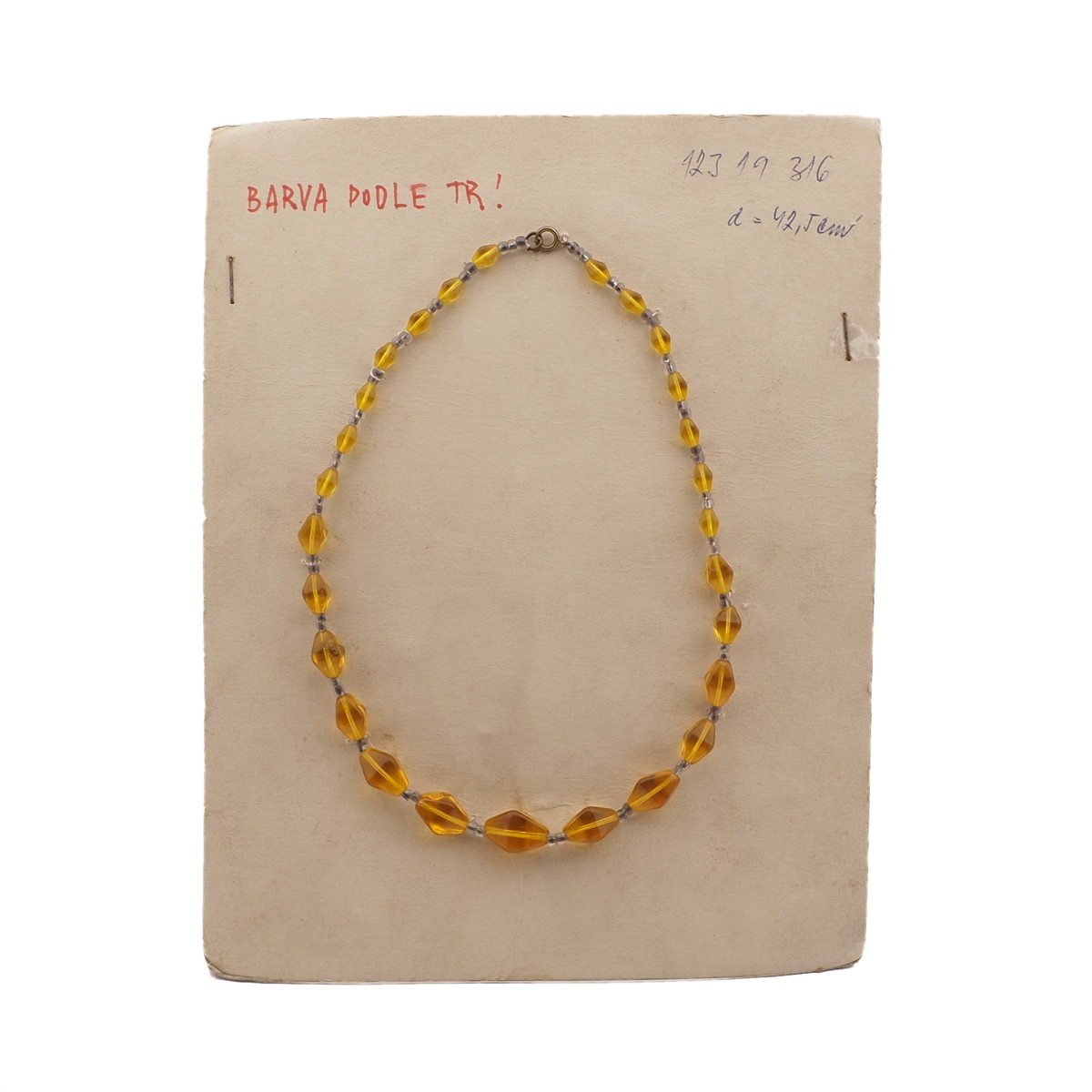 Czech vintage necklace topaz yellow bicone glass beads