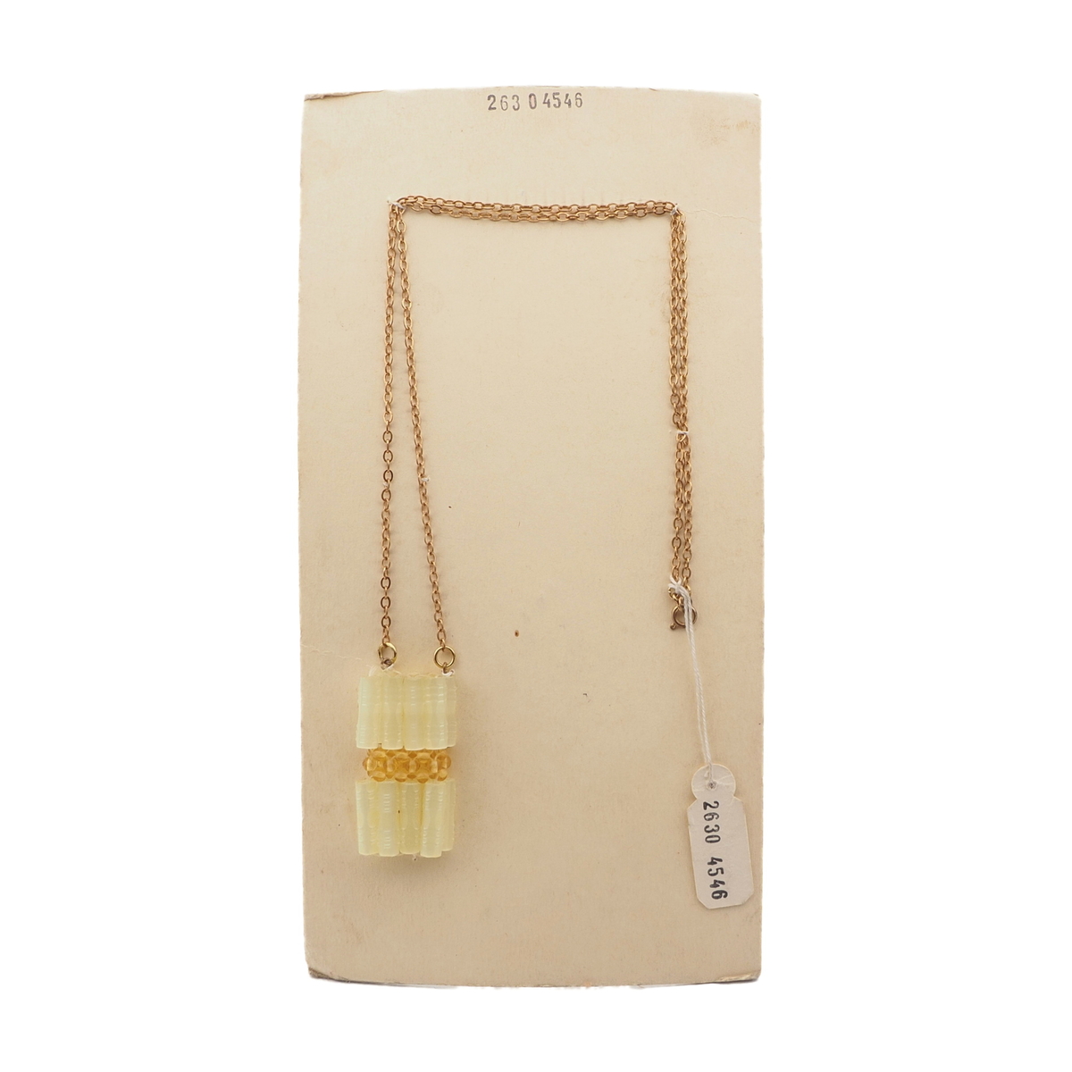 Czech vintage gold chain pendant necklace yellow satin atlas topaz glass beads
