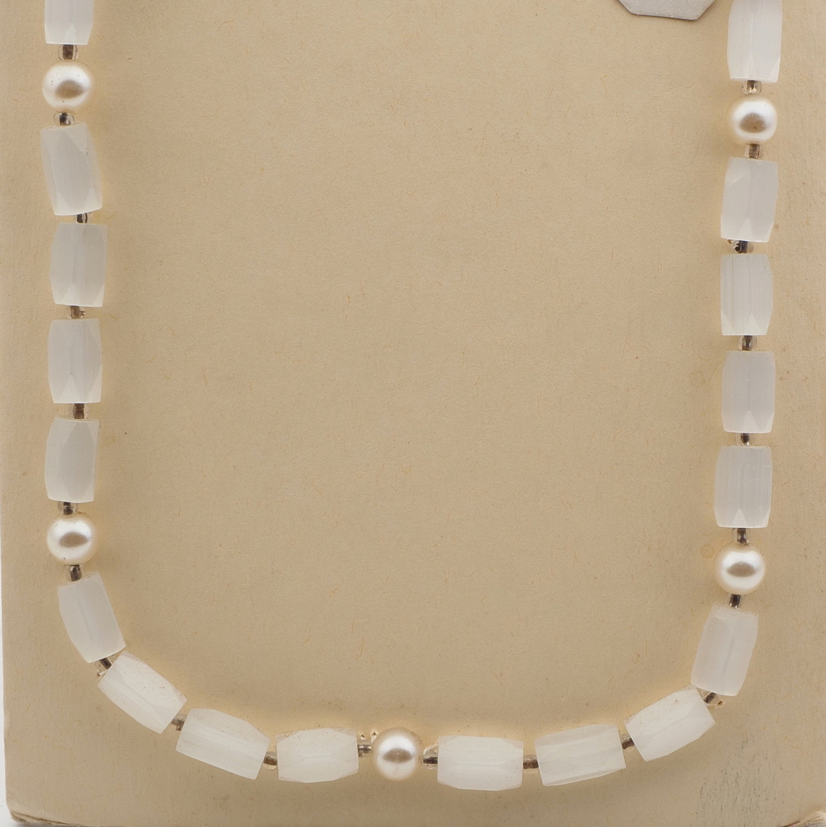 Czech vintage necklace frost satin atlas bugle pearl glass beads