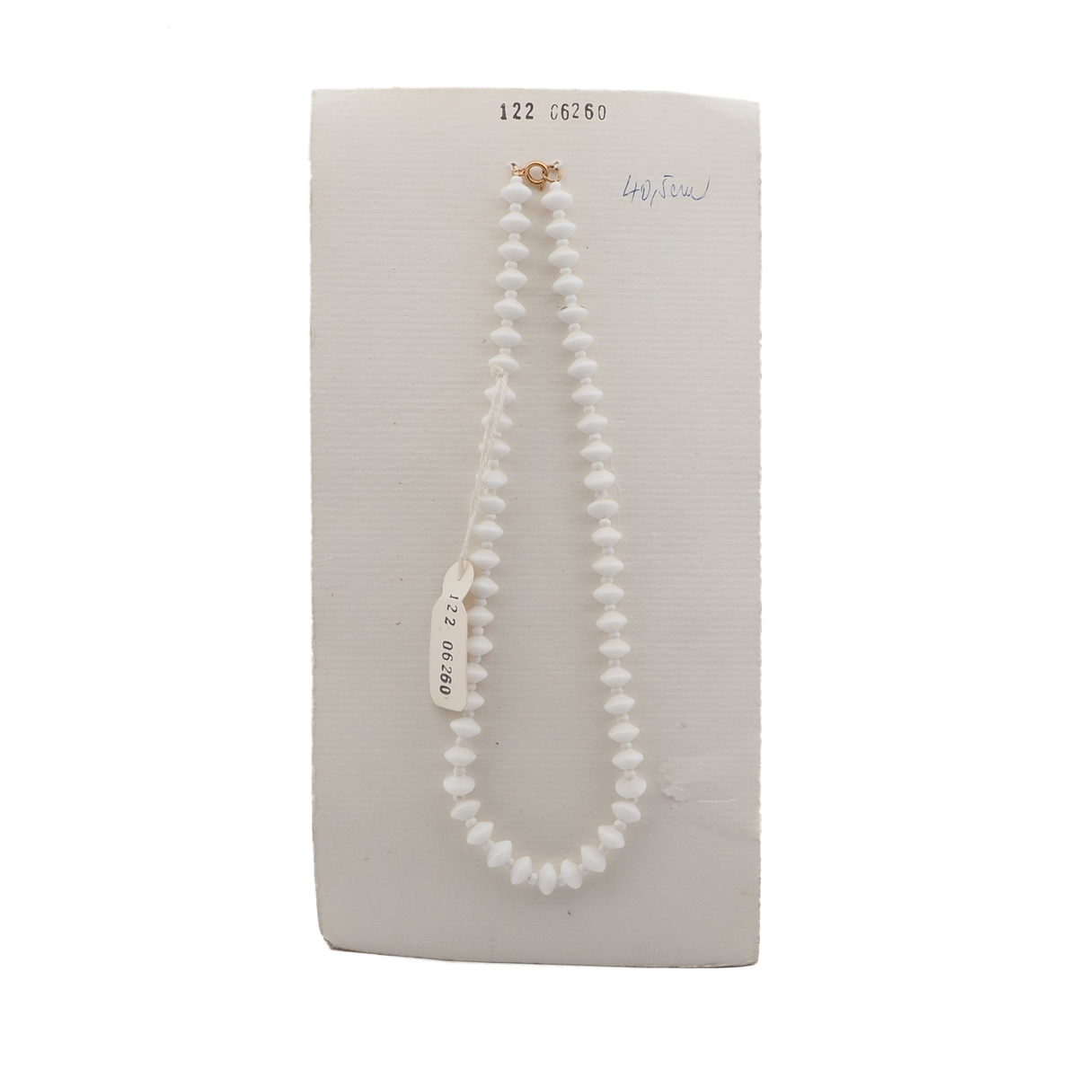 Czech vintage necklace white rondelle seed glass beads 16"