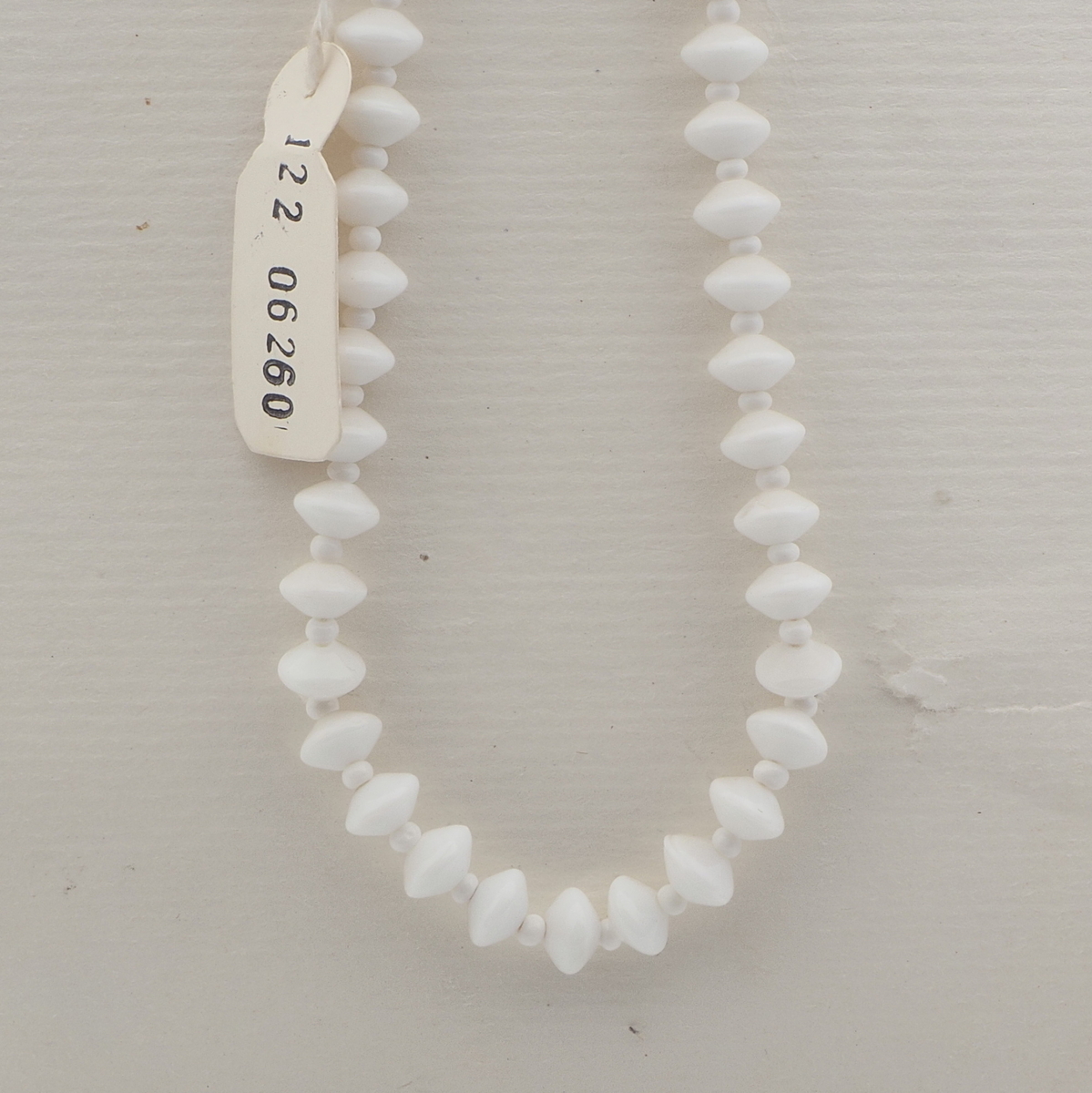 Czech vintage necklace white rondelle seed glass beads 16"