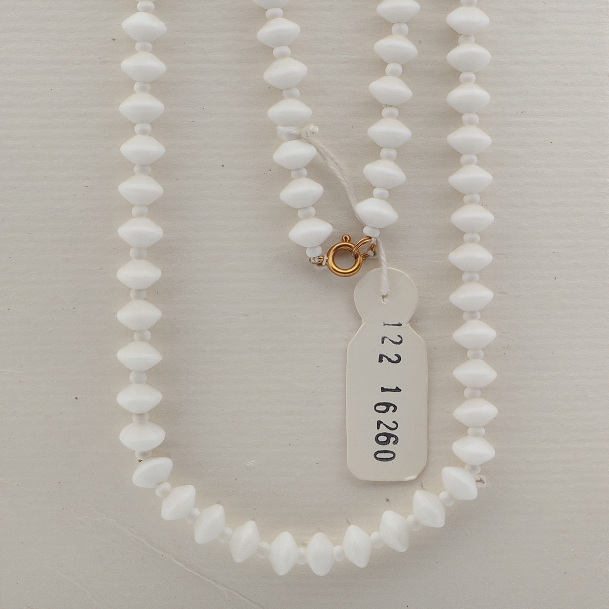 Czech vintage necklace white rondelle seed glass beads 30"