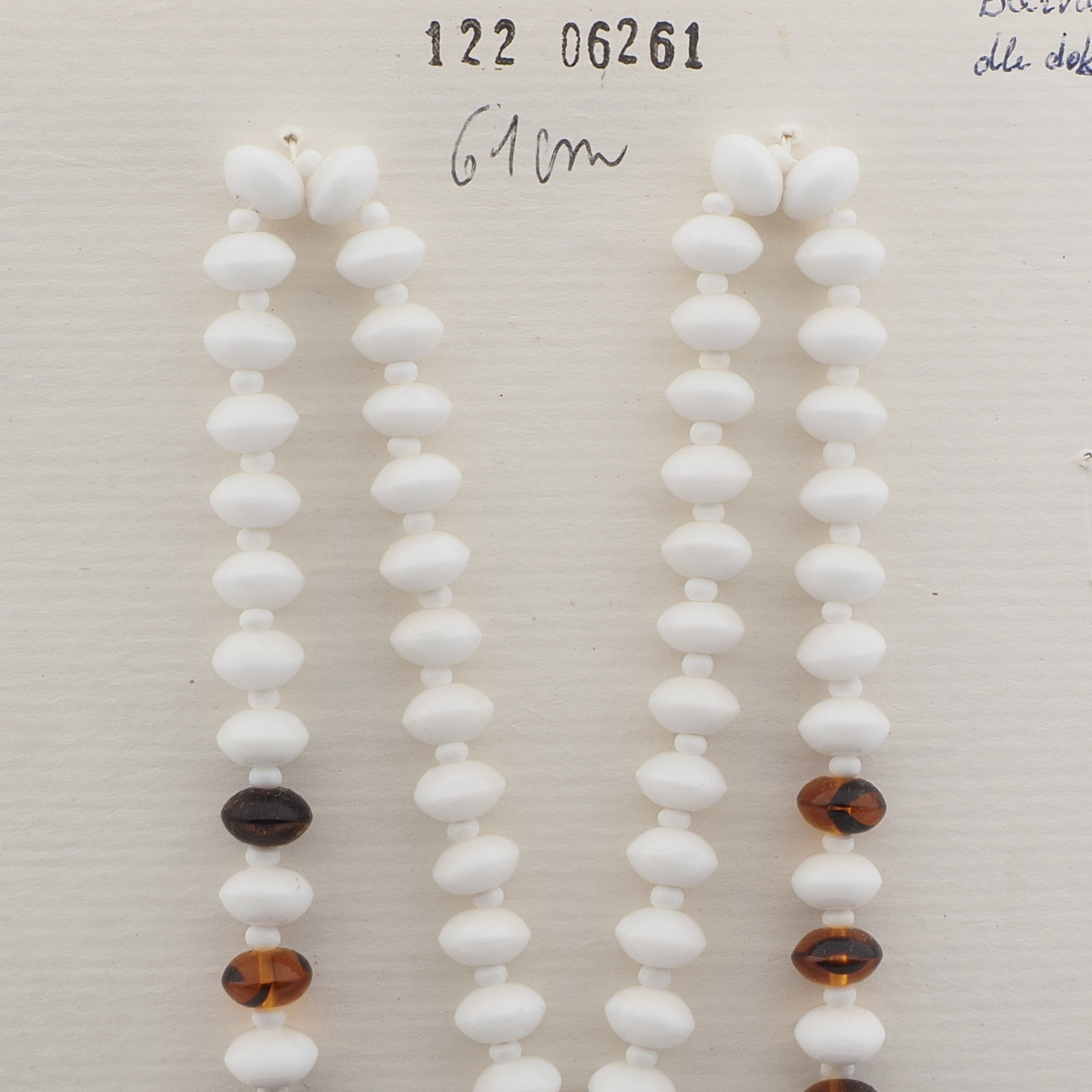 Czech vintage necklace white tortoise topaz rondelle glass beads 24"