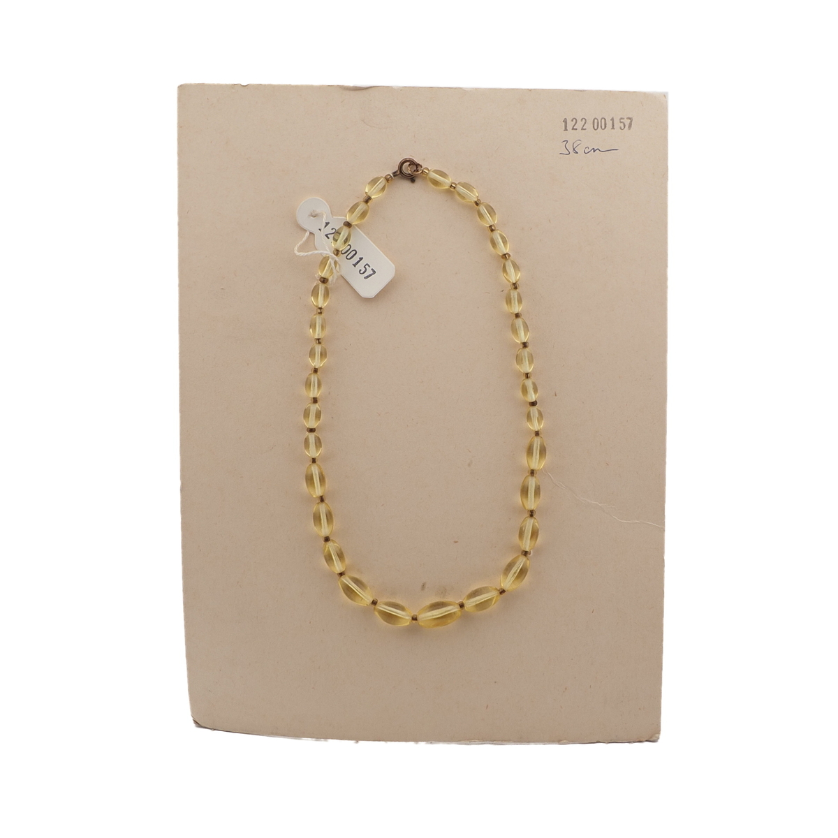 Czech vintage necklace gradual citrine yellow oval glass beads 15"