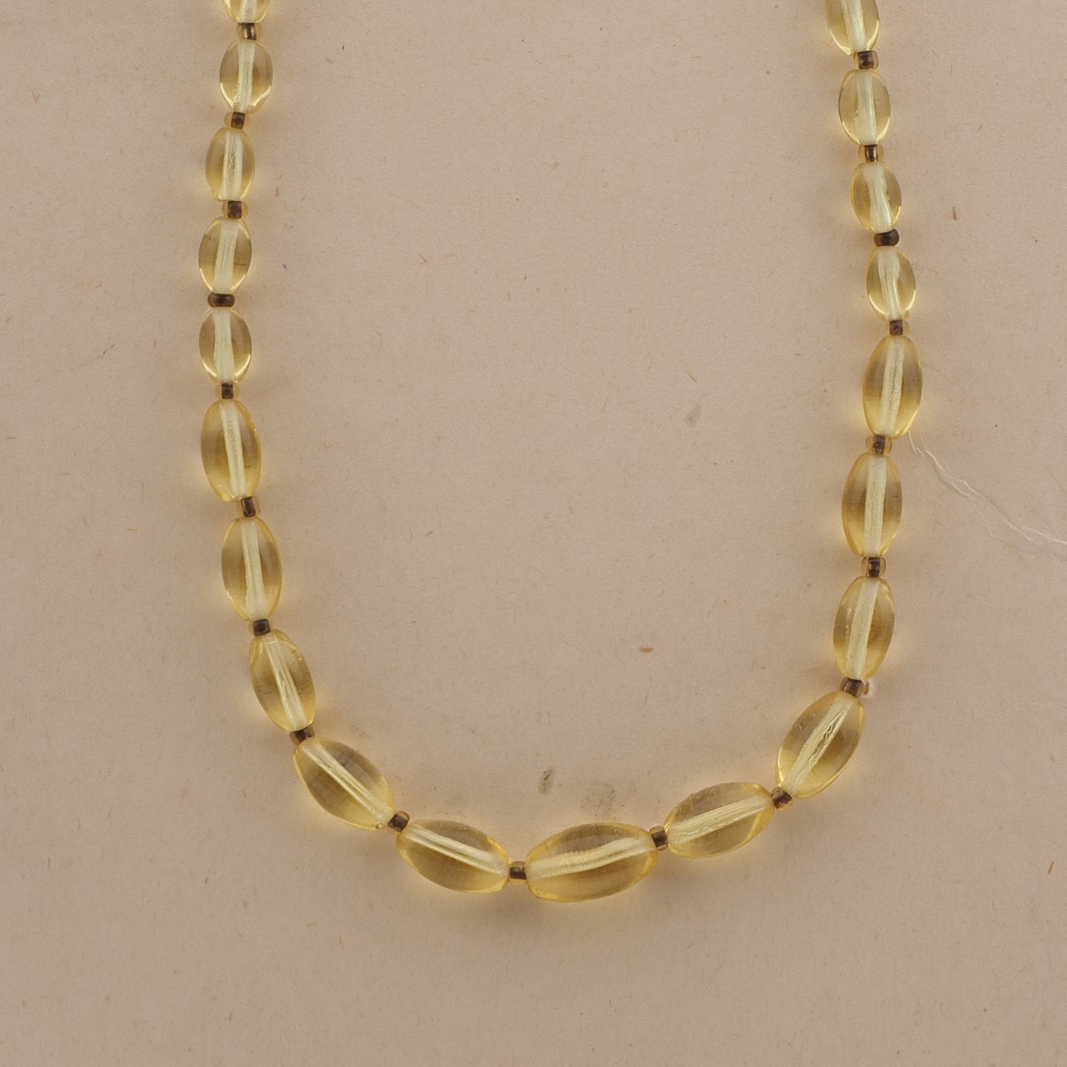 Czech vintage necklace gradual citrine yellow oval glass beads 15"