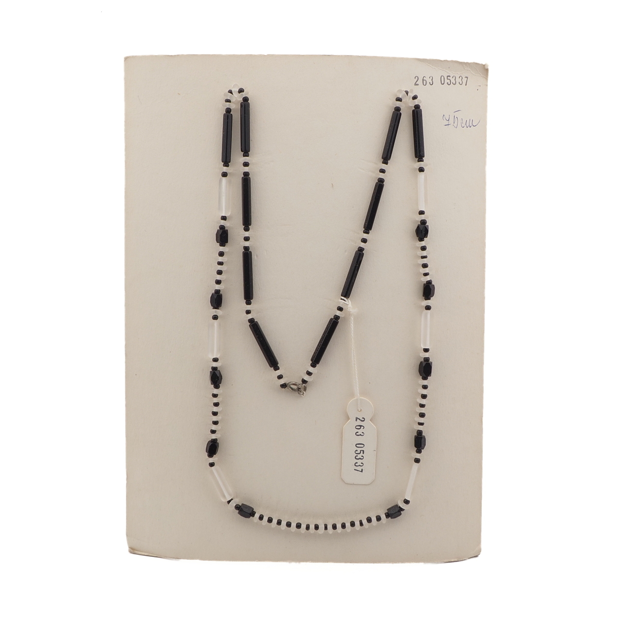 Czech vintage necklace black frost bugle rondelle glass beads 30"