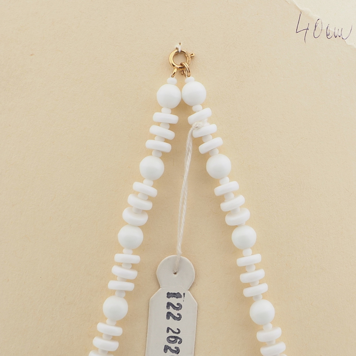 Czech vintage necklace white round rondelle glass beads