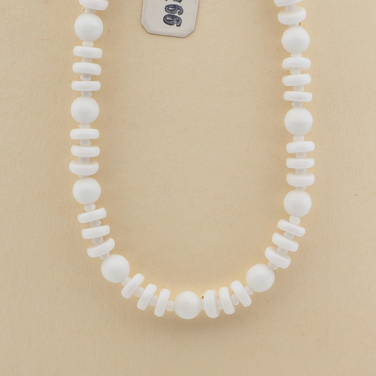 Czech vintage necklace white round rondelle glass beads