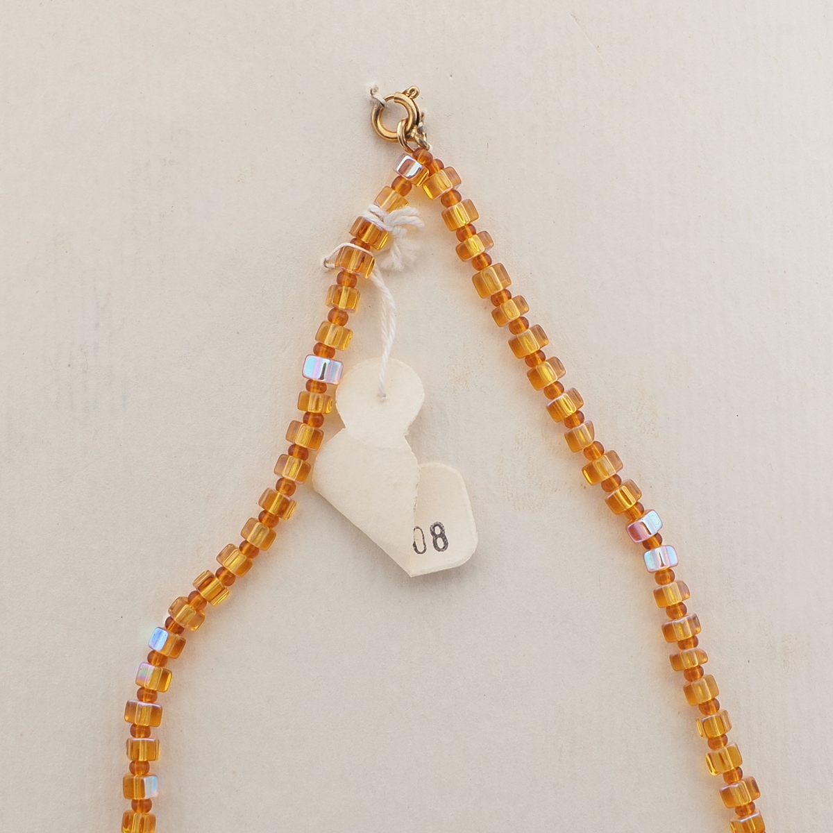 Czech vintage necklace vitrail topaz pentagon glass beads