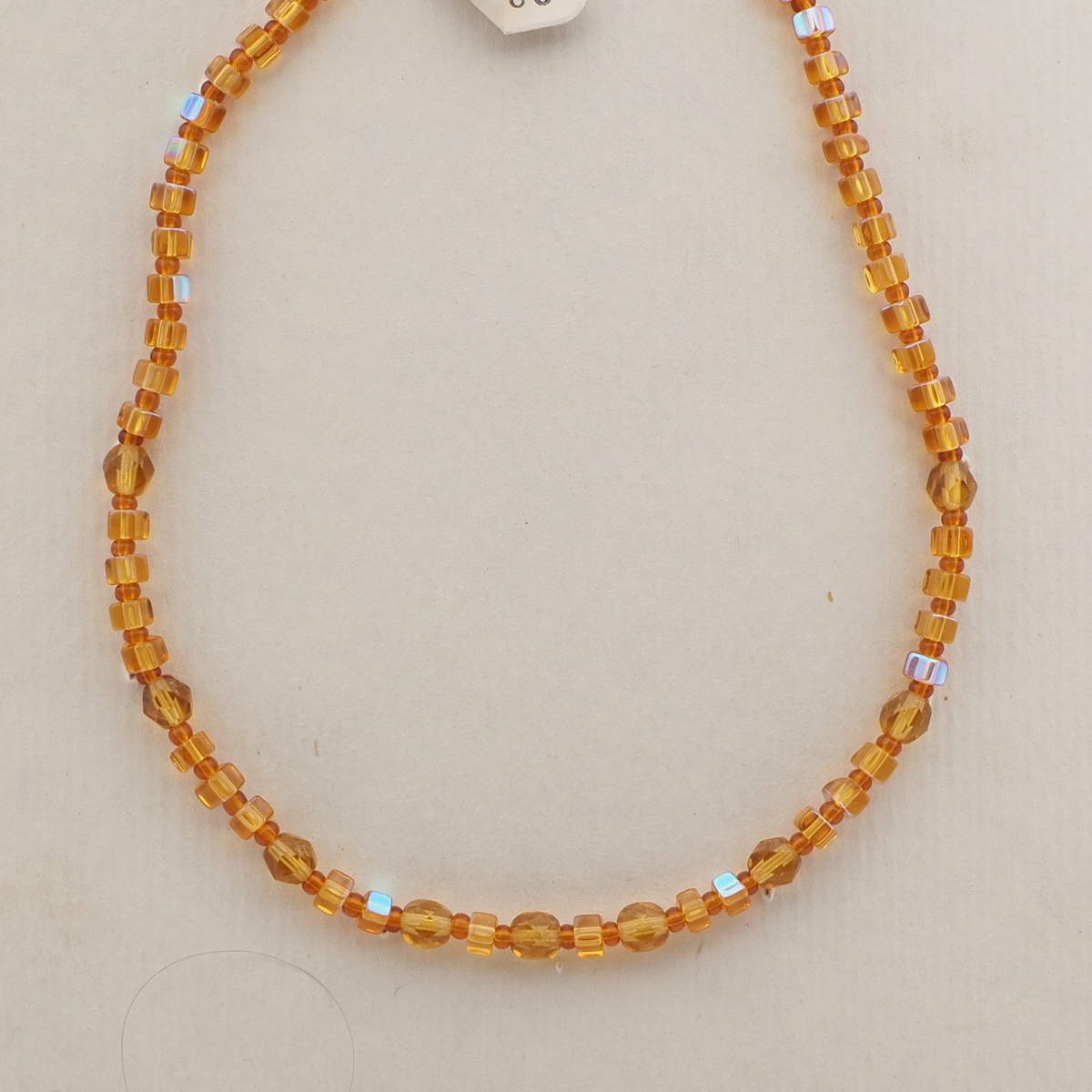 Czech vintage necklace vitrail topaz pentagon glass beads