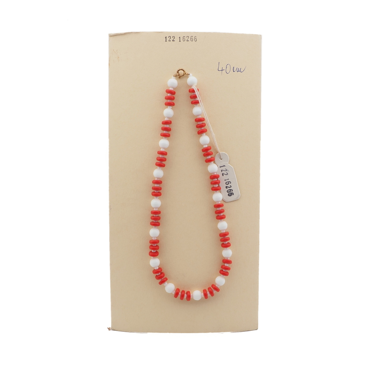 Czech vintage necklace red white round rondelle glass beads