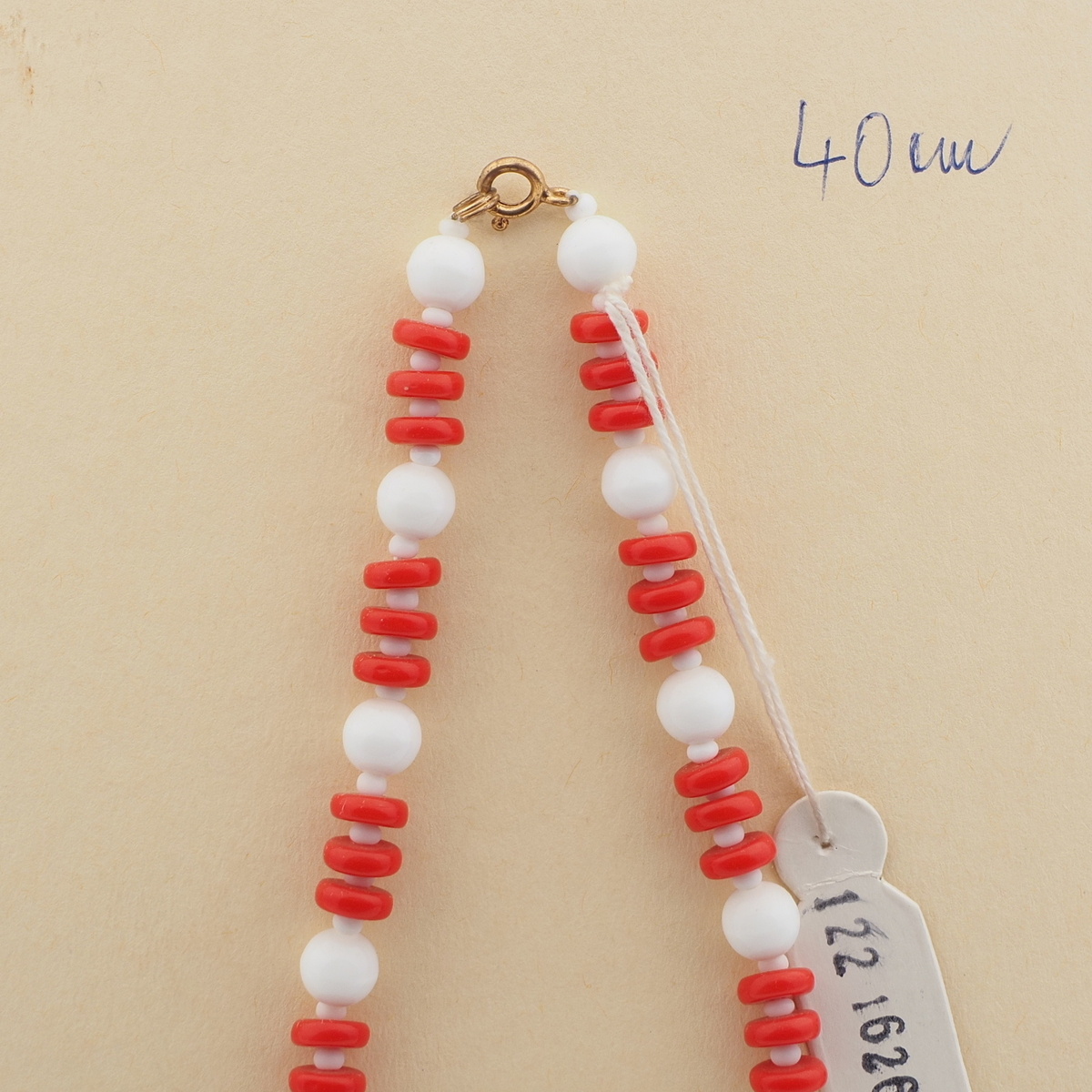 Czech vintage necklace red white round rondelle glass beads