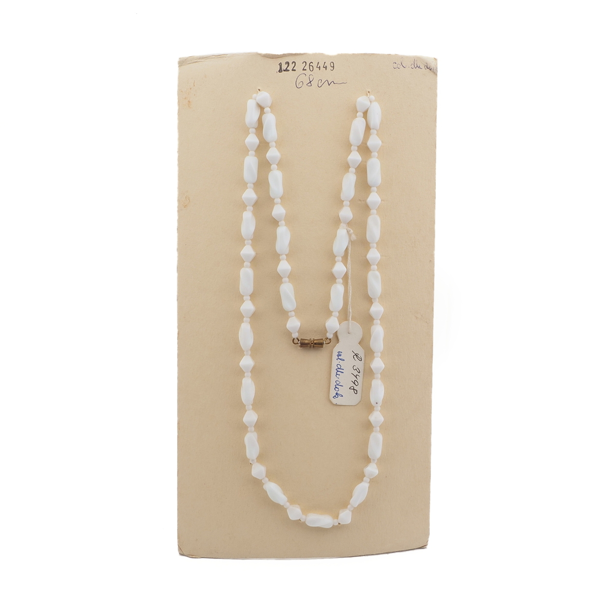 Czech vintage necklace white twist bicone glass beads