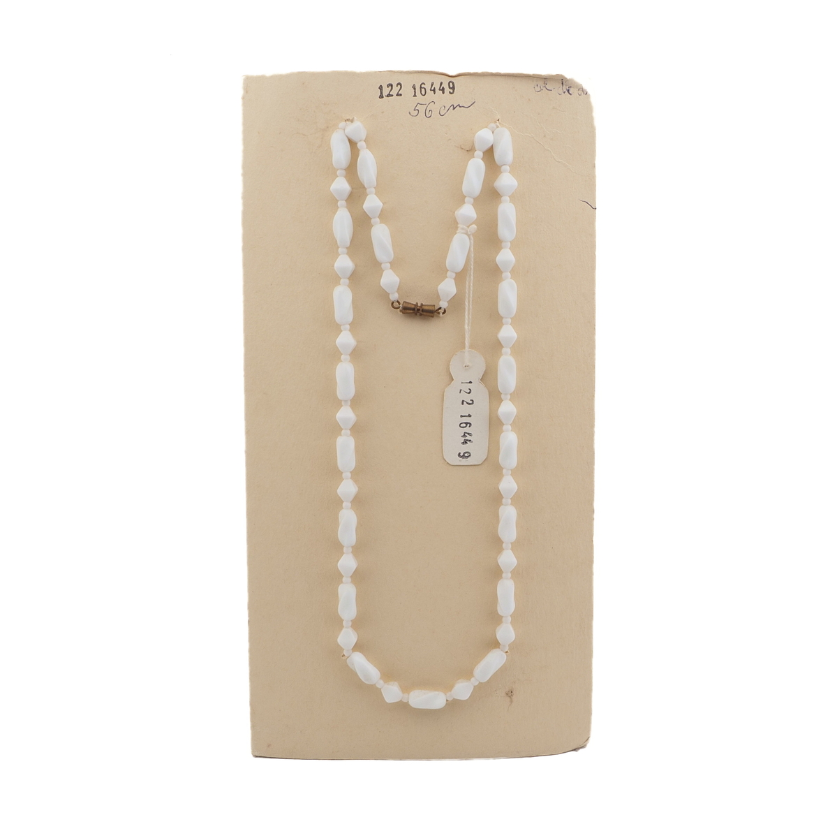 Czech vintage necklace white twist bicone glass beads 22"