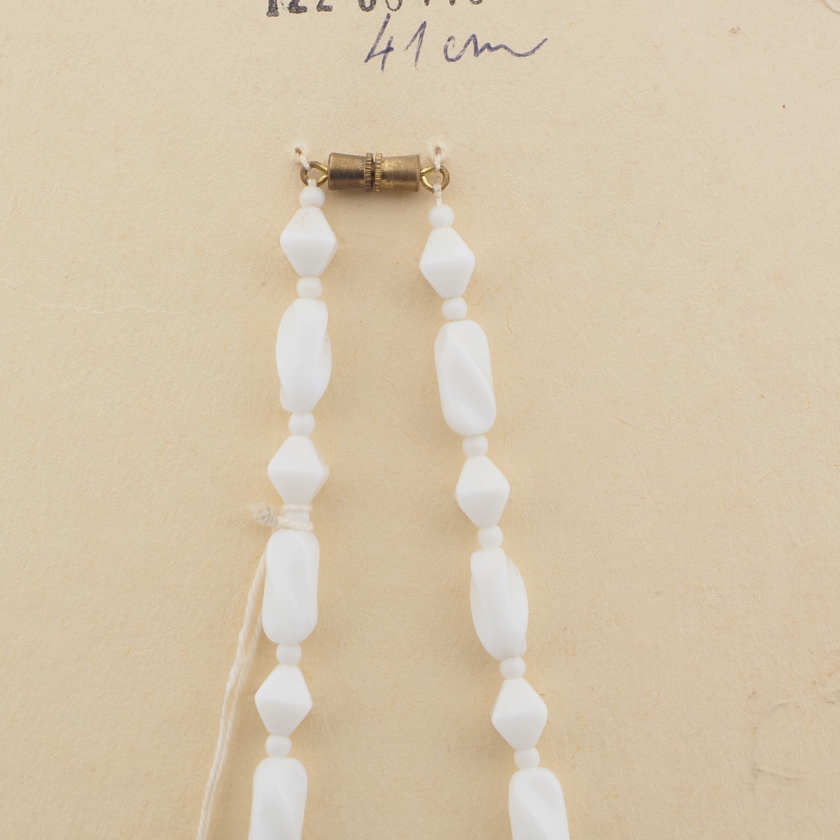 Czech vintage necklace white twist bicone glass beads 16"