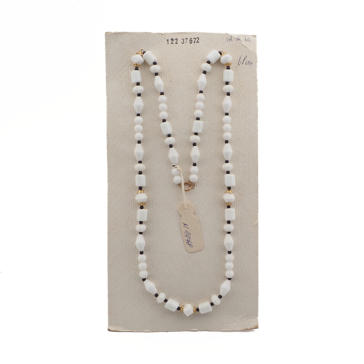 Czech vintage necklace white bicone flower bugle round glass beads 
