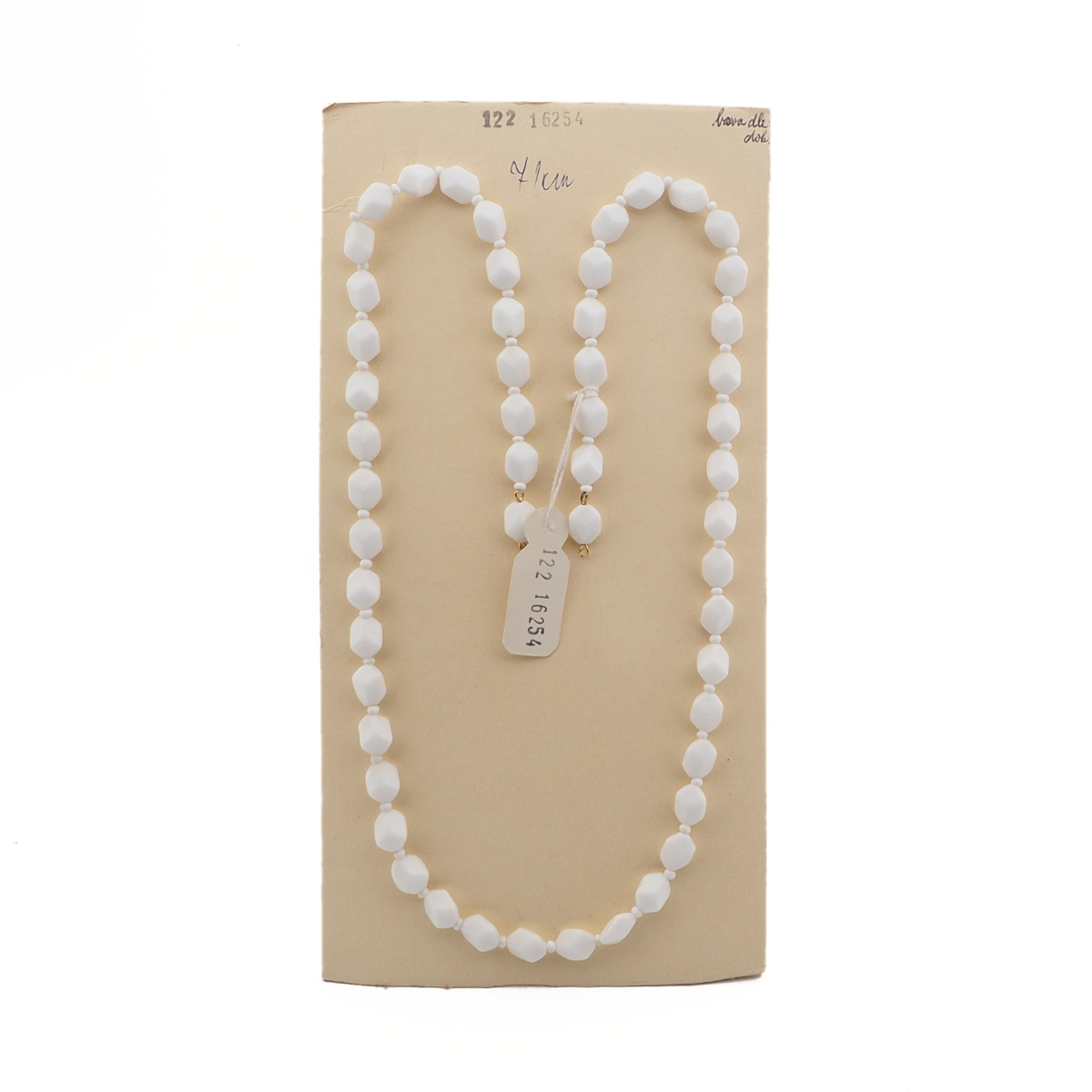 Czech vintage white hexagon glass bead necklace element