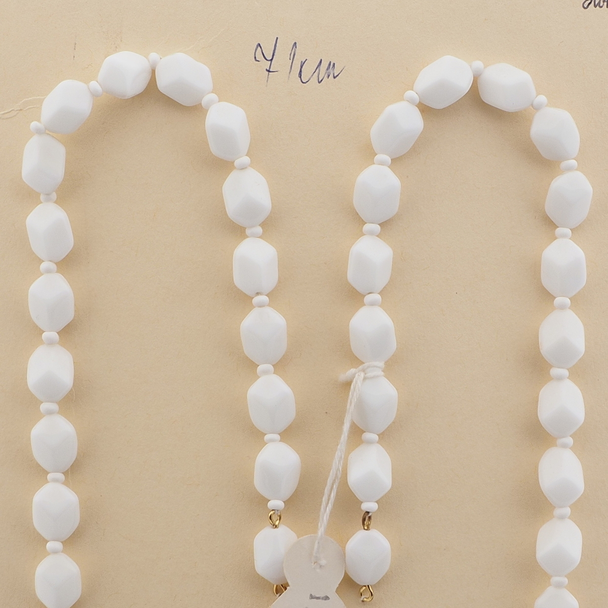Czech vintage white hexagon glass bead necklace element