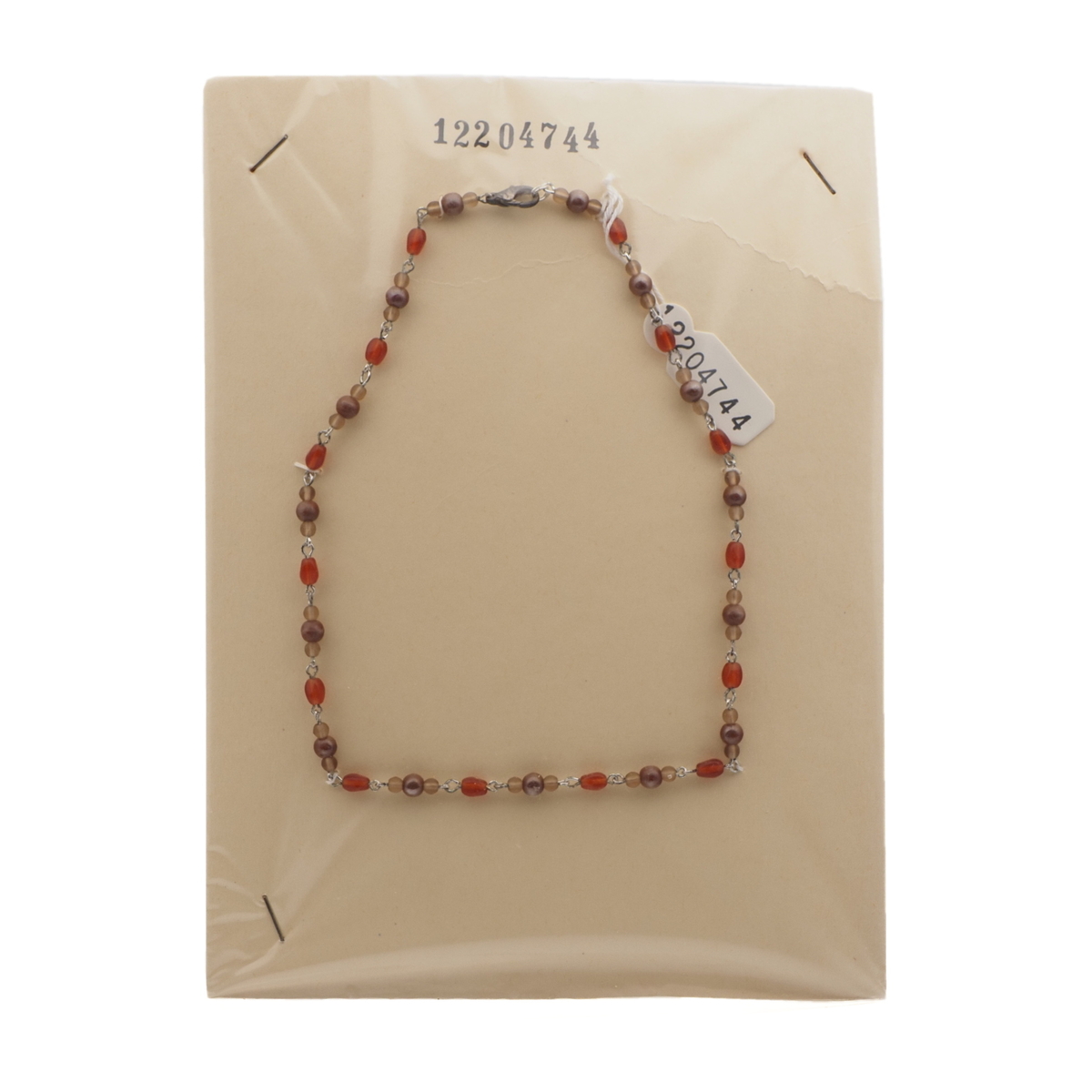 Vintage Czech link chain necklace round oval glass beads
