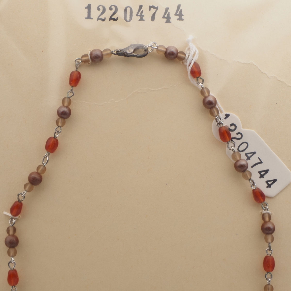 Vintage Czech link chain necklace round oval glass beads