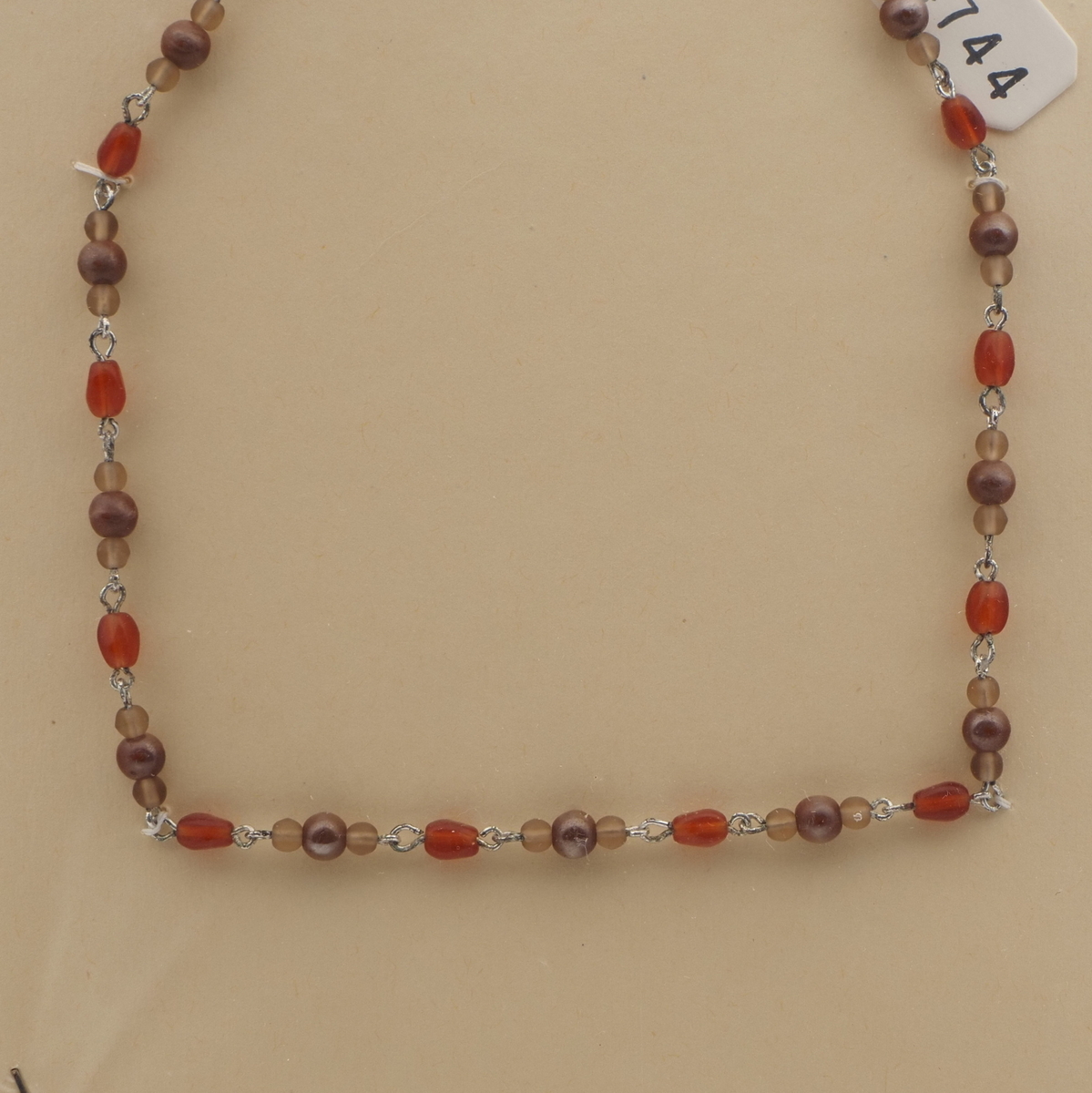 Vintage Czech link chain necklace round oval glass beads