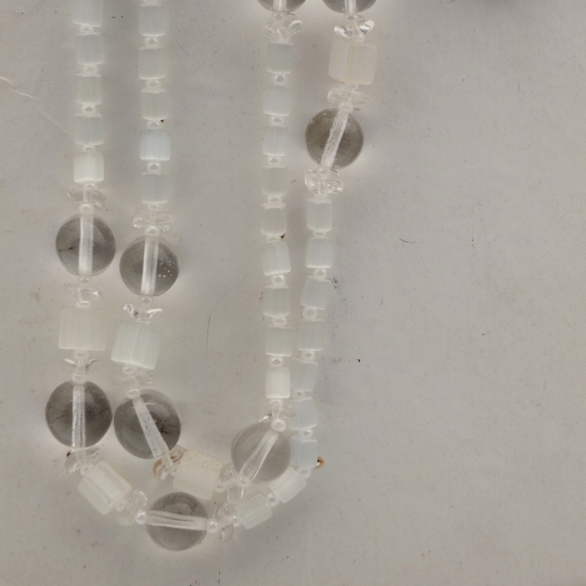 Vintage Czech necklace clear satin atlas glass beads 39"