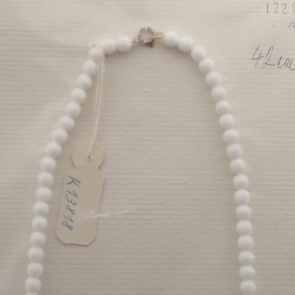 Vintage Czech necklace white round brown marble rondelle glass beads
