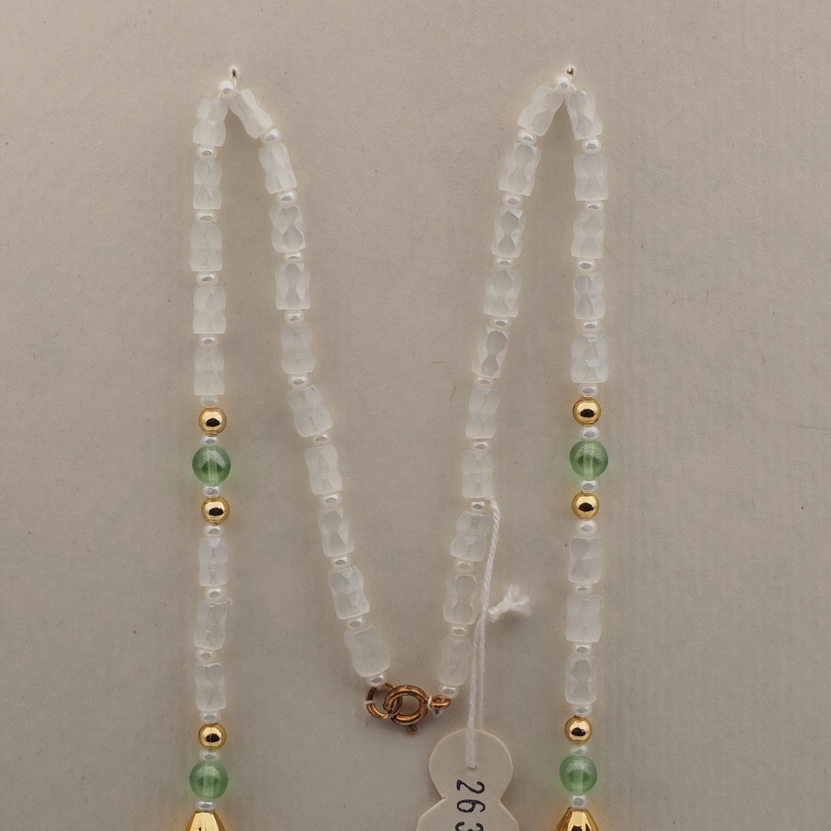 Vintage Czech necklace frost satin atlas faceted glass beads 