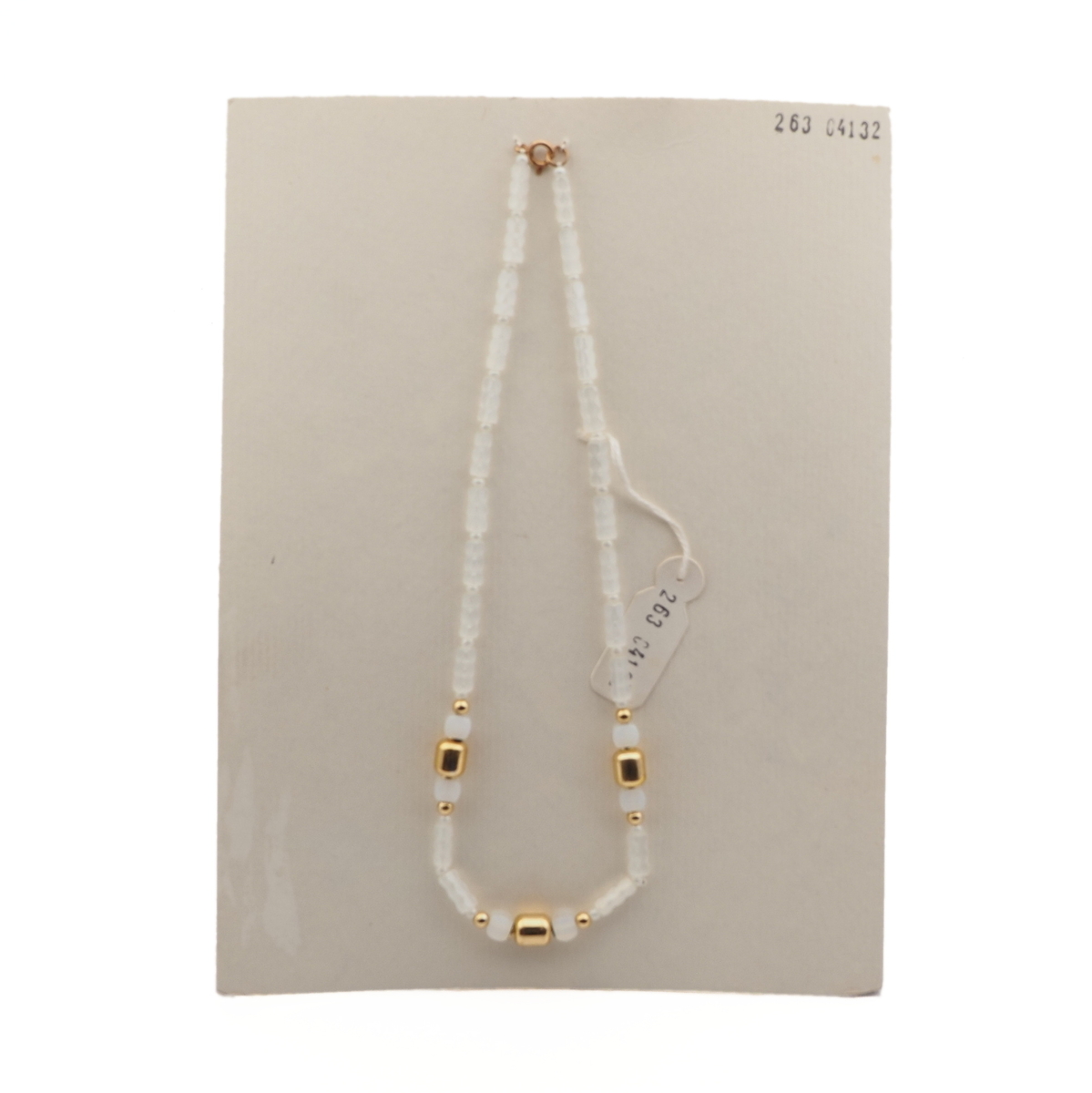 Vintage Czech necklace frost satin atlas opaline glass beads 