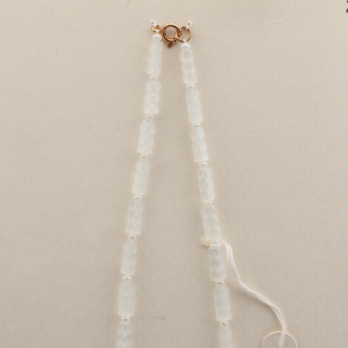 Vintage Czech necklace frost satin atlas opaline glass beads 