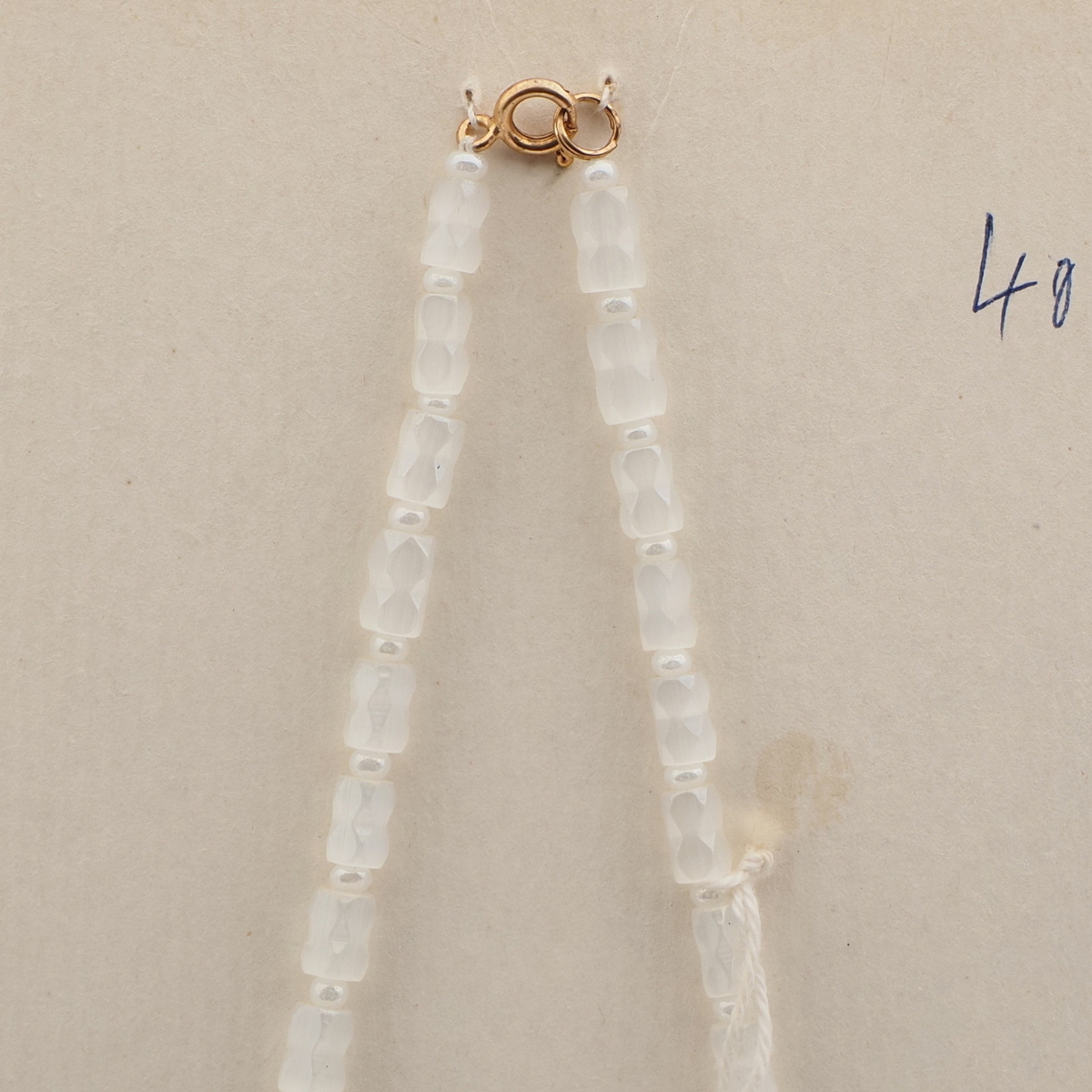 Vintage Czech necklace satin atlas pink opaline pendant glass beads 